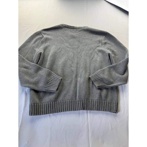 Chaps V-Neck Sweater Mens Size Large Gray Chunky Knit Pullover Long Sleeve - Picture 5 of 5